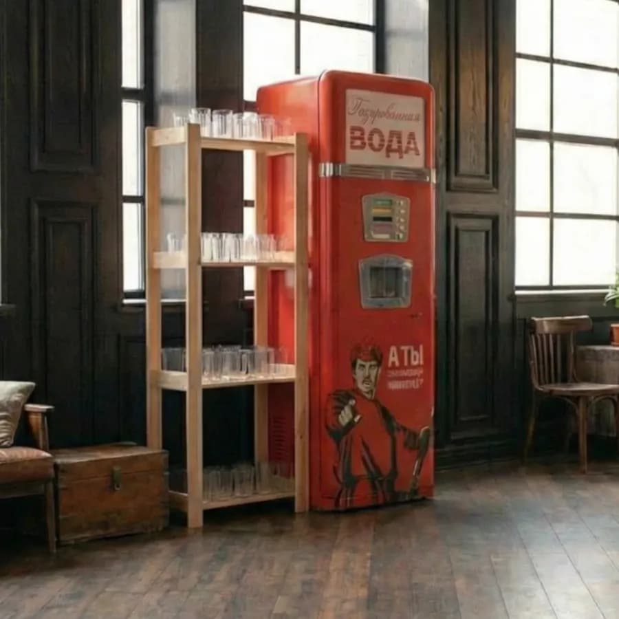 Ретро-автомат с газировкой в интерьере — автомат газированной воды
