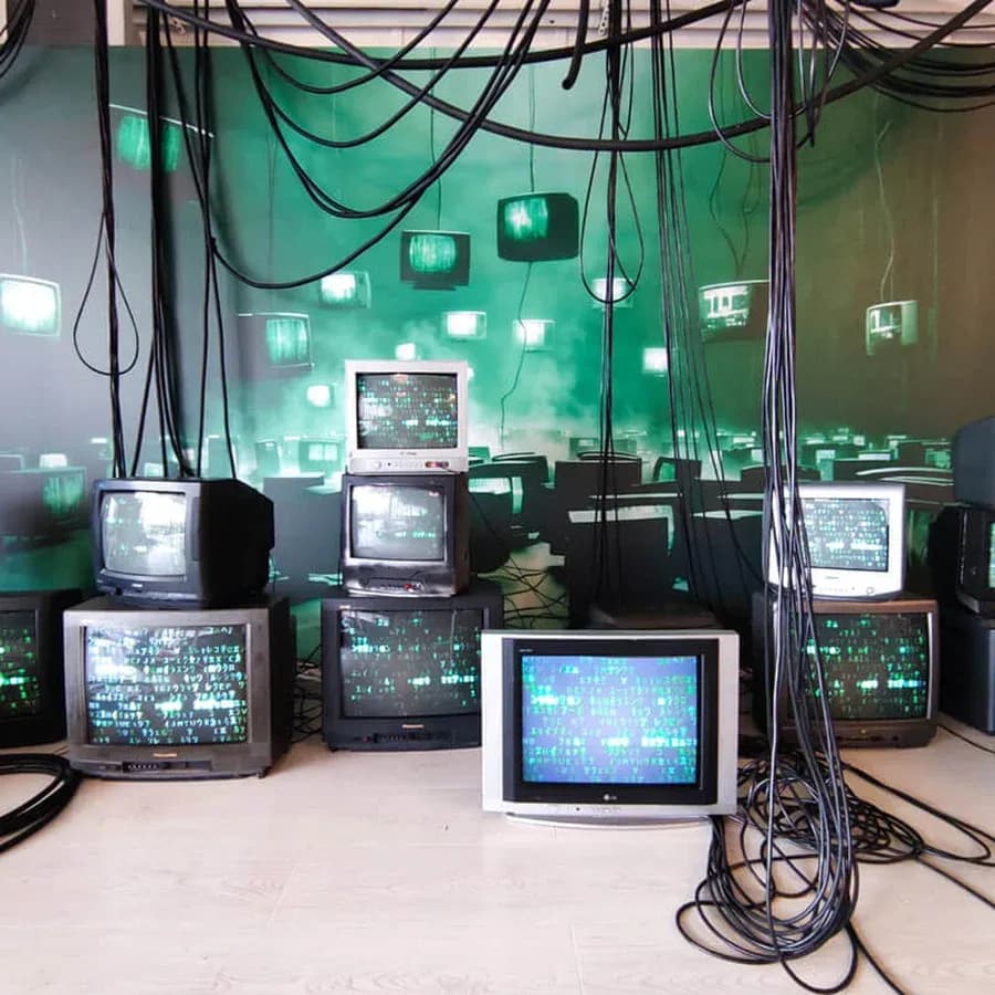 Фотозона из телевизоров: ретро-телевизоры и экраны в арт-инсталляции