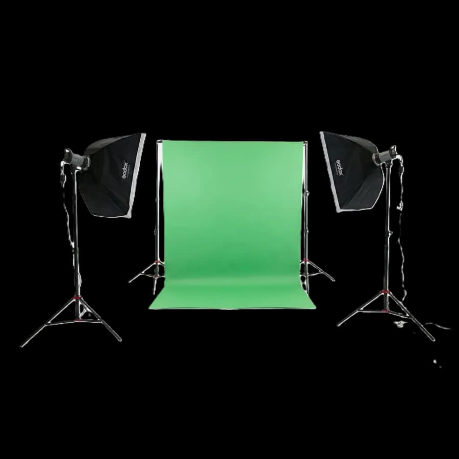 Фото на обложку журнала: комплект оборудования с фоном и студийным светом