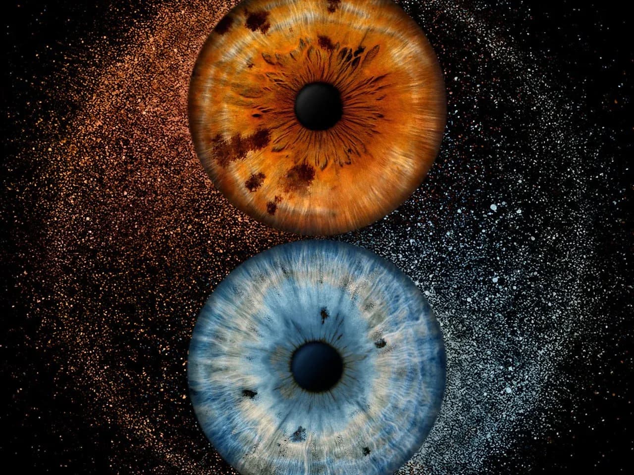 Парное фото радужки глаза с декором
