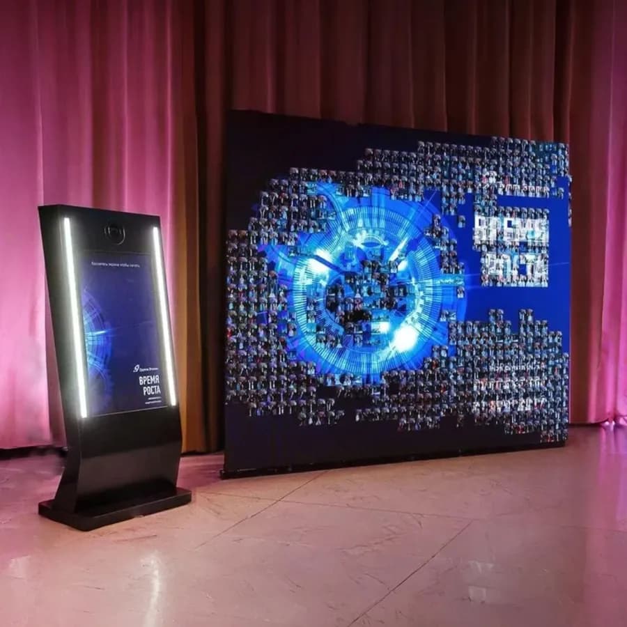 Виртуальная фотомозаика на LED-экране: экран собирает картинку из фото гостей в реальном времени