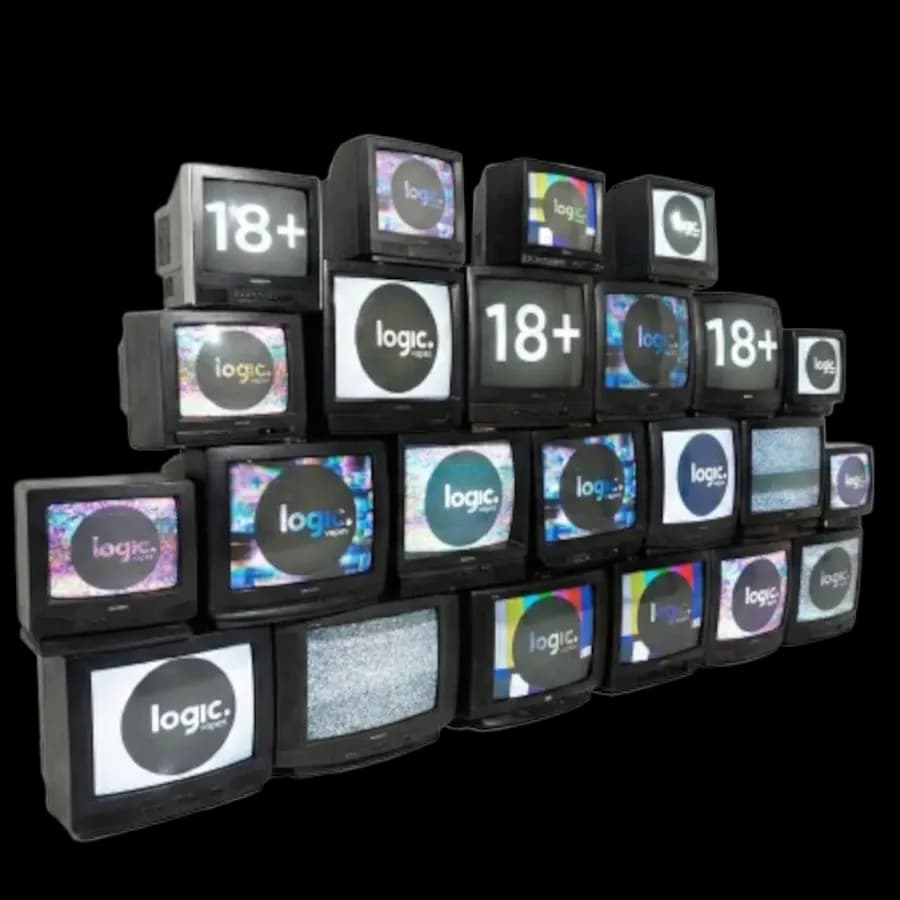 Фотозона из телевизоров без фона: ретро TV-инсталляция для аренды