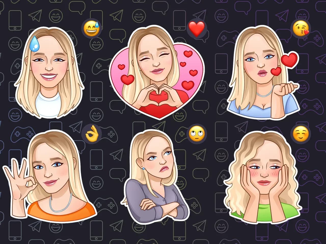 Стикеры для мессенджеров: примеры стикеров с эмоциями по фото